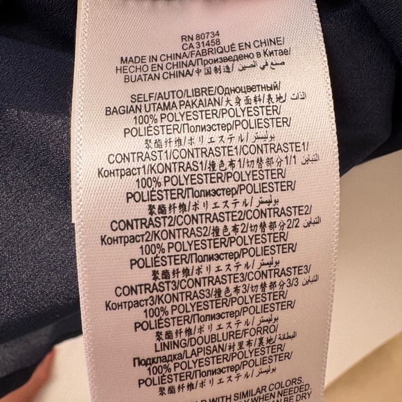 BCBGMaxAzria Juna Print Blocked Pleated Maxi Dress Navy  NWT S - Picture 7 of 9